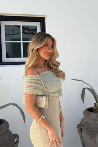 Brooke Off Shoulder Flower Knit Dress