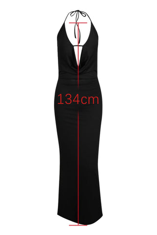 Deep V Neck Backless Long Dress