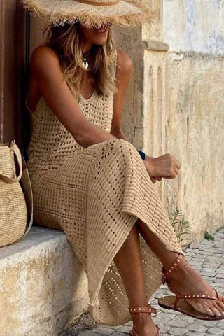 Hollow Out Sleeveless Sweater Dress