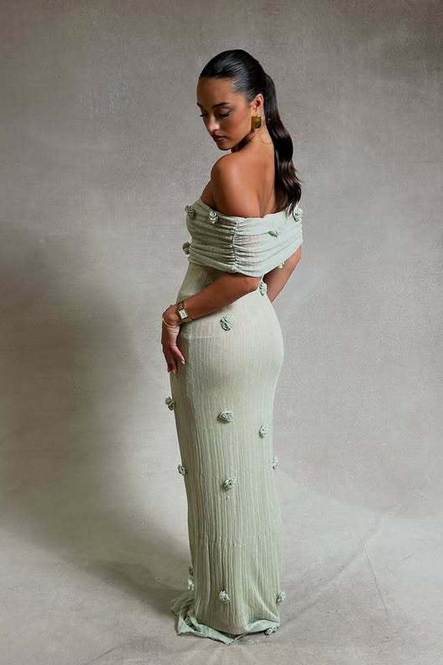 Brooke Off Shoulder Flower Knit Dress