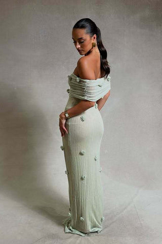 Brooke Off Shoulder Flower Knit Dress