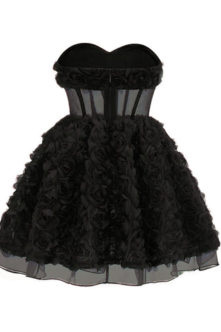 Strapless Corset Floral A Line Dress