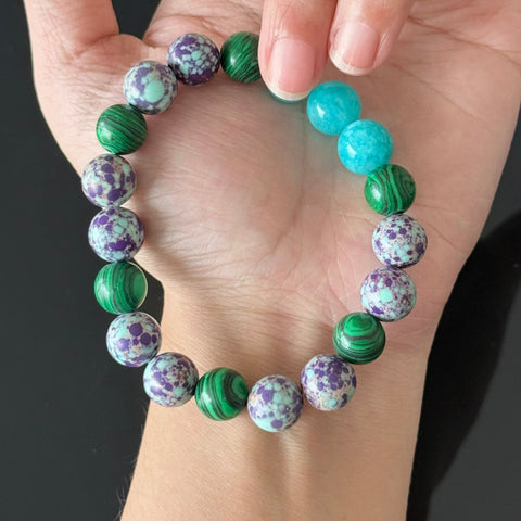 Amazonite, Malachite & Purple Jasper Bracelet