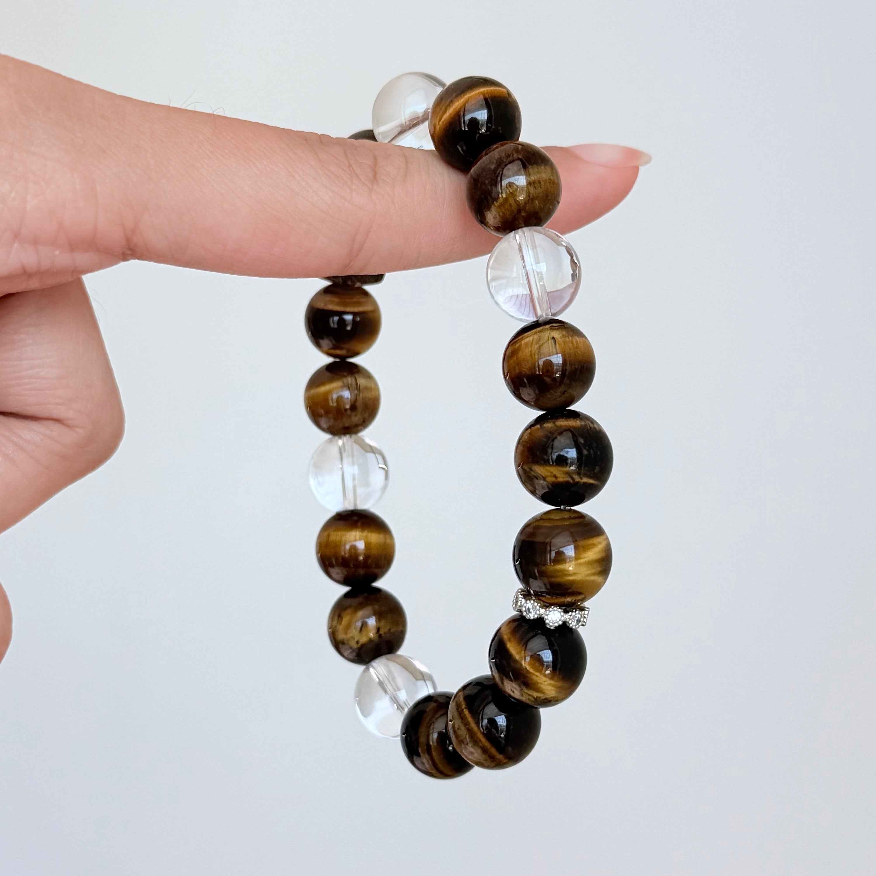 Tiger's Eye and Clear Quartz Bracelet