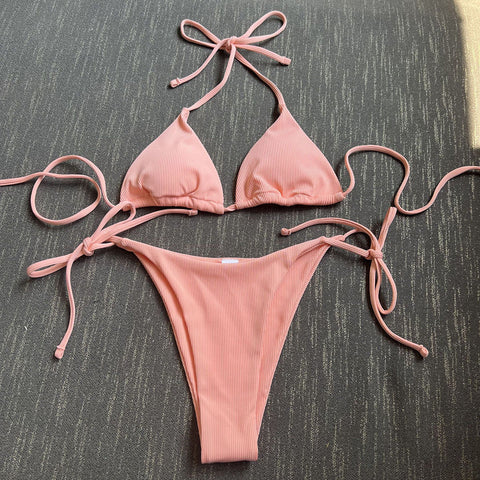 Angelina Halter Ribbed Bikini