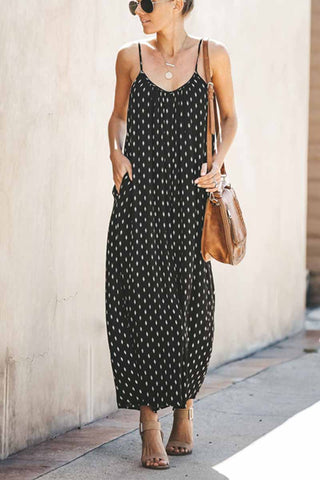 Spotted Print Strap Maxi Dress