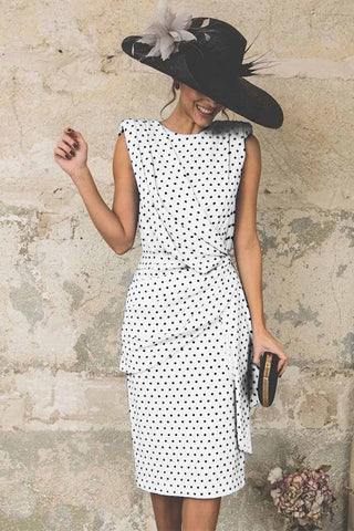 Polka Dot Pack Hip Sleeveless Midi Dress(4 Colors)