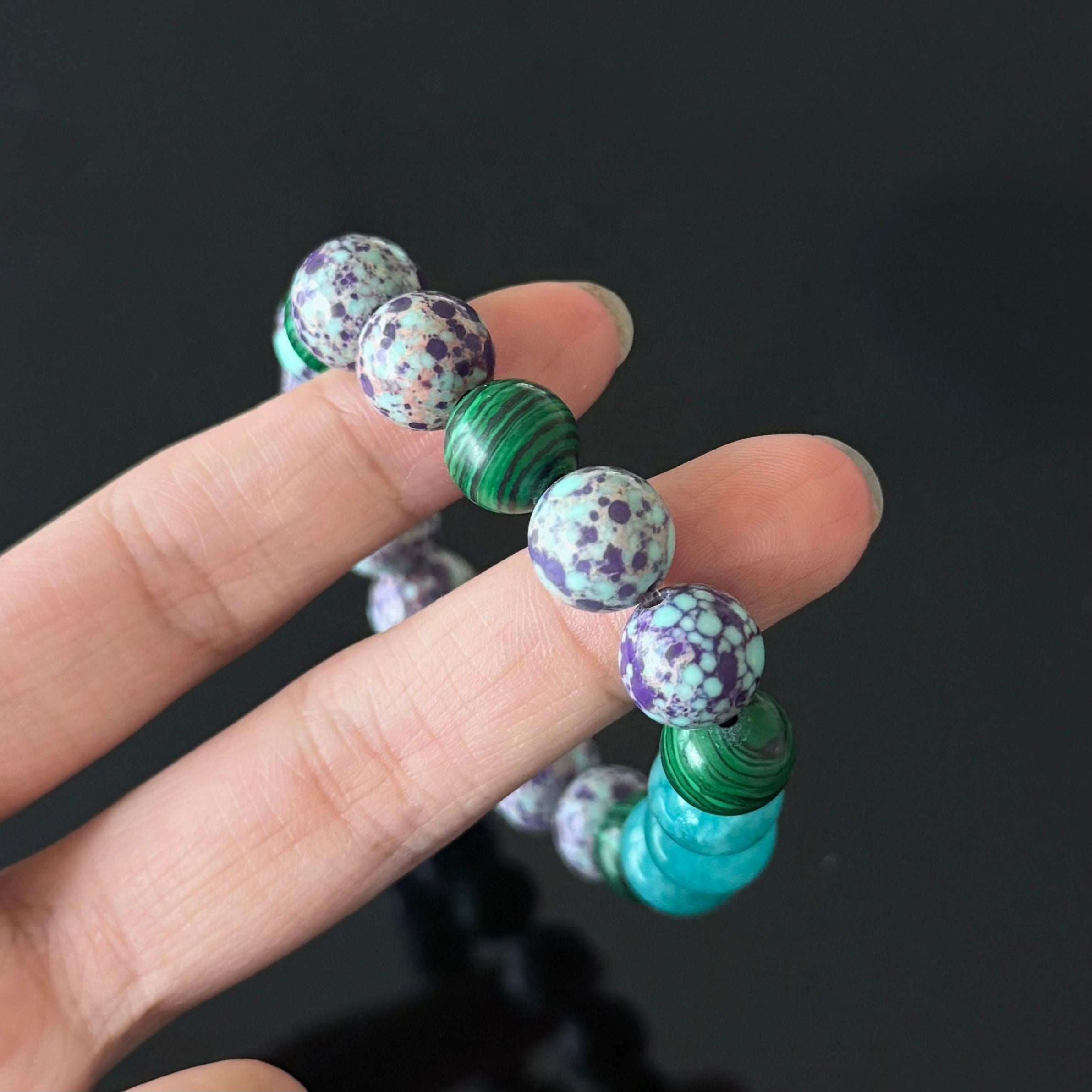 Amazonite, Malachite & Purple Jasper Bracelet