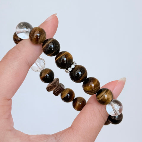 Tiger's Eye and Clear Quartz Bracelet