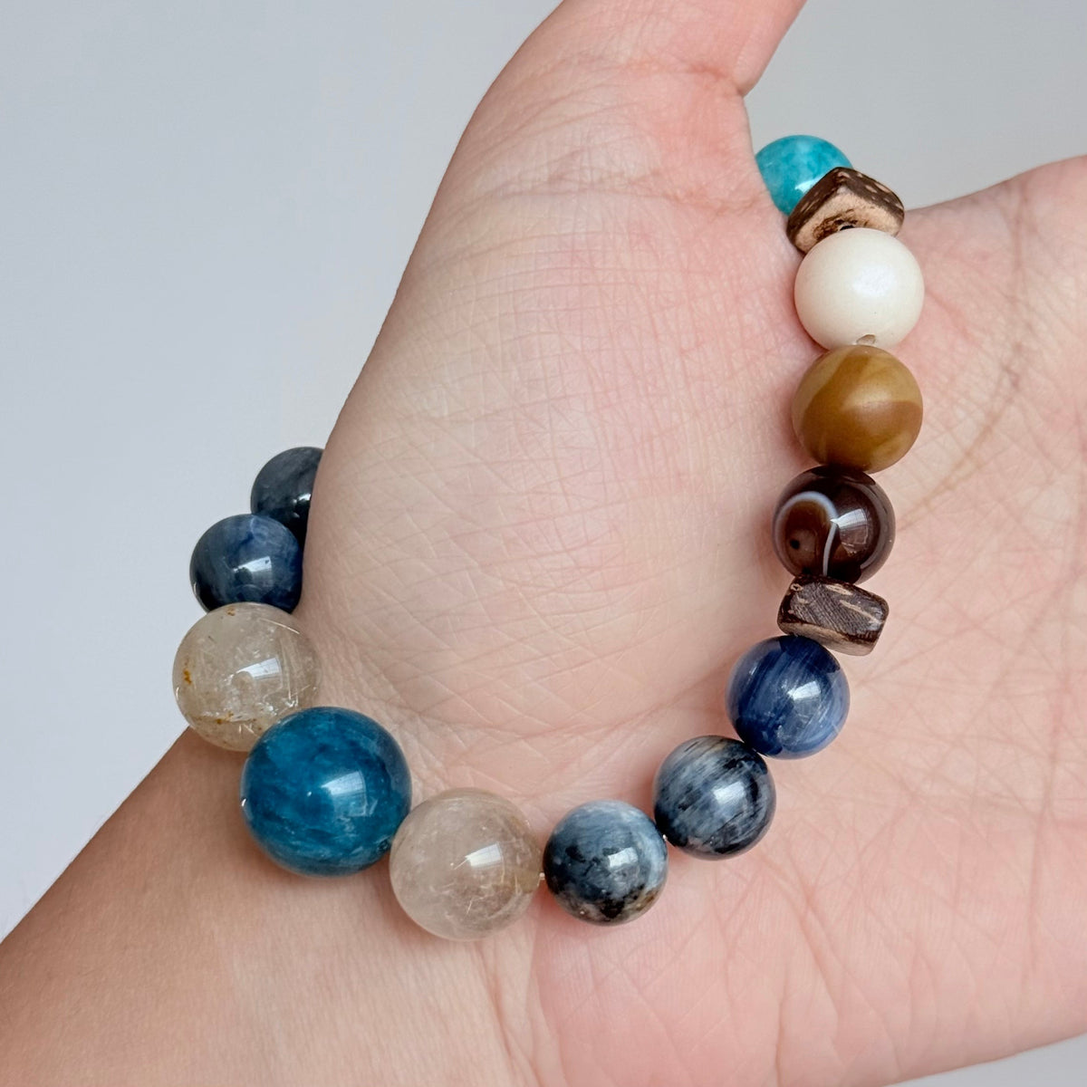 Blue Kyanite, Citrine, Apatite, Tiger's Eye And Moonstone Bracelet