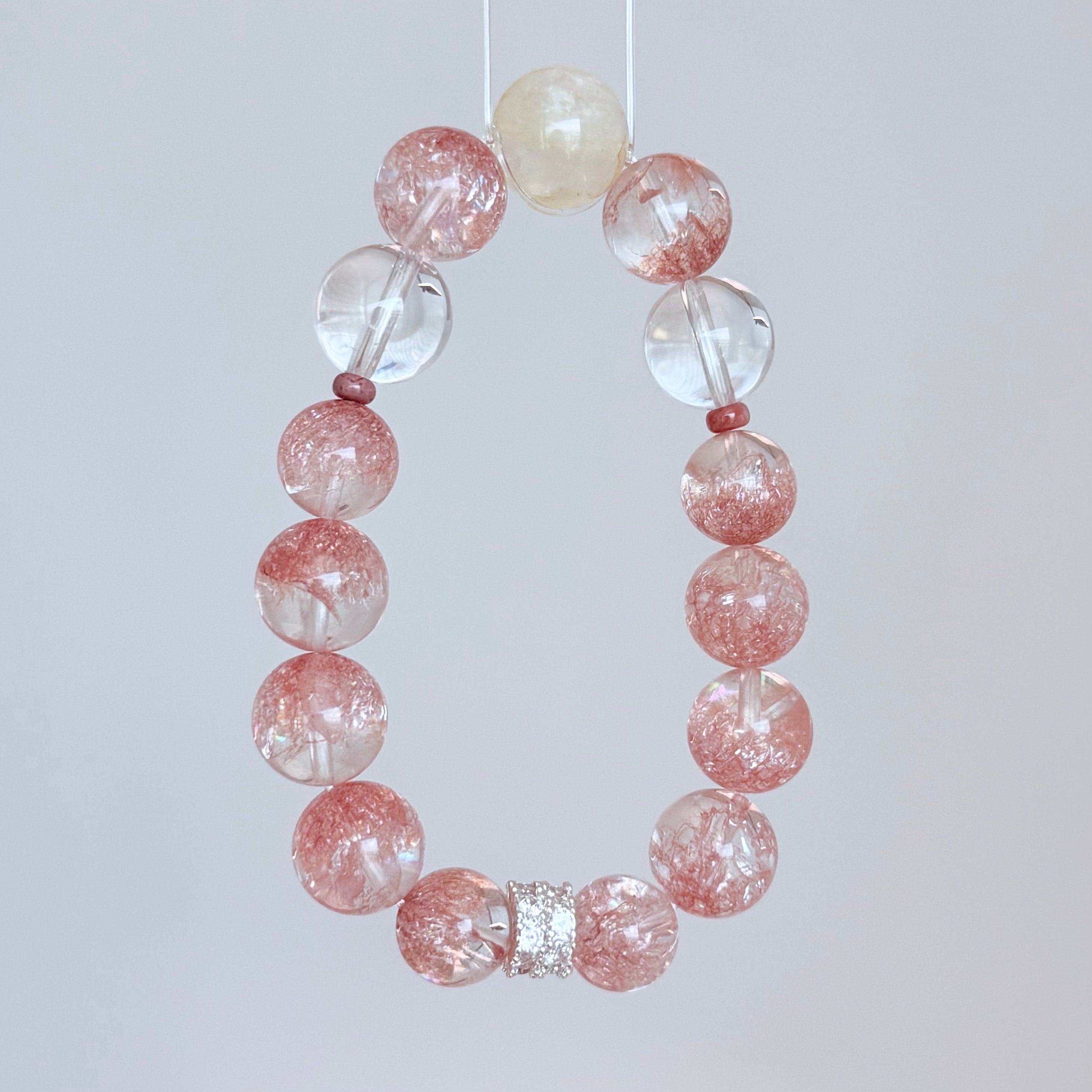 Strawberry Quartz & Citrine Crystal Bracelet