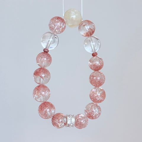 Strawberry Quartz & Citrine Crystal Bracelet
