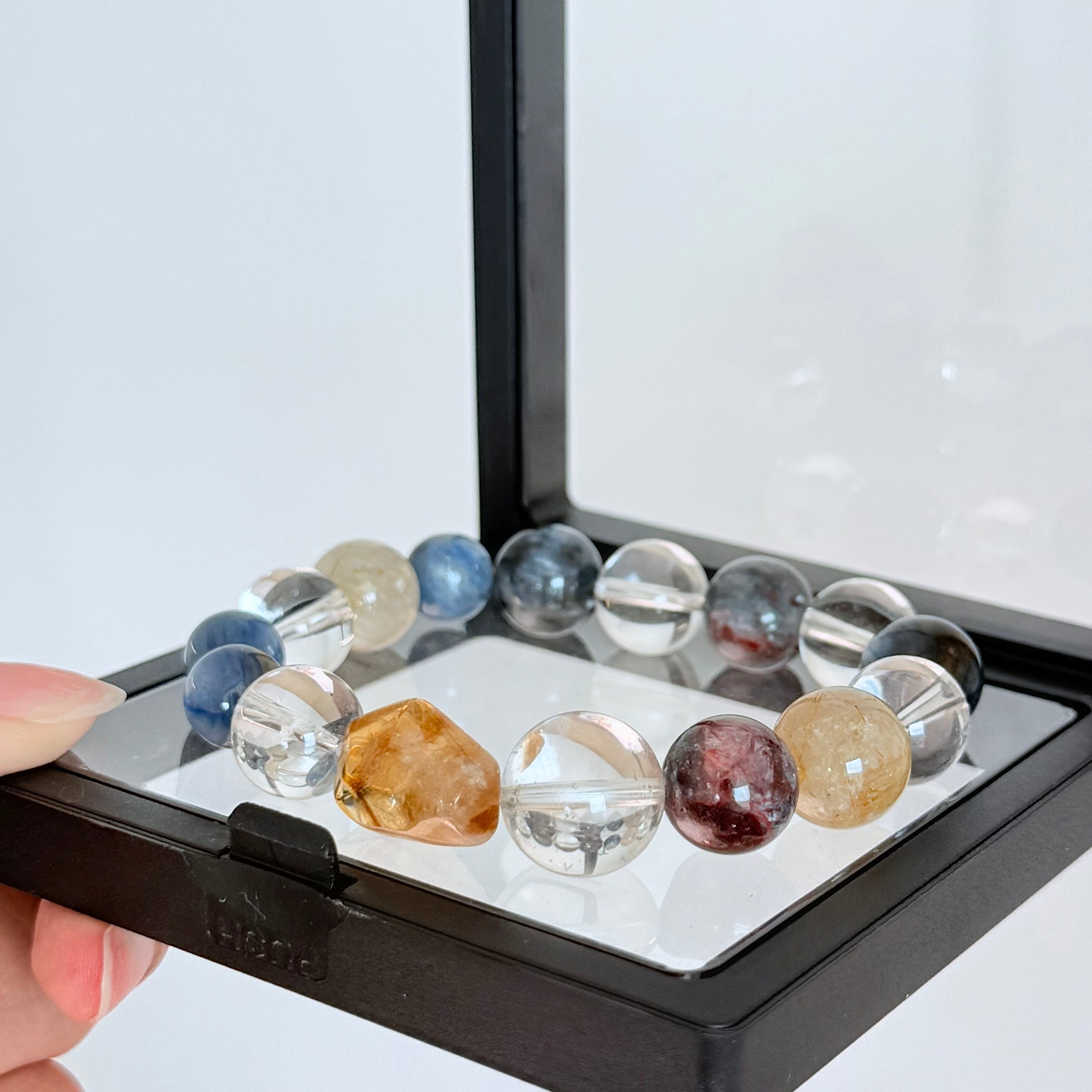 Blue Kyanite & Golden Rutilated Quartz Bracelet