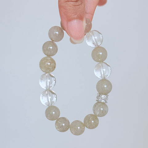 Golden Rutilated Quartz & Clear Quartz Bracelet