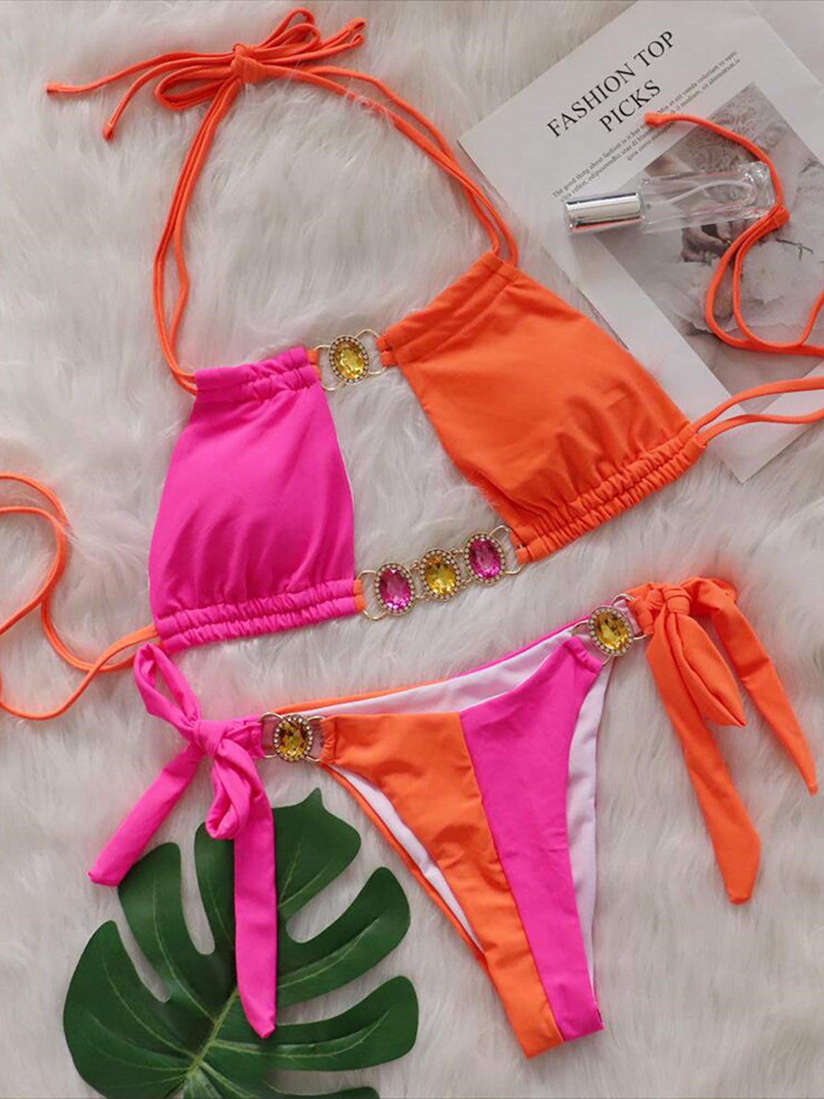 Sophie Rhinestones Diamond Splicing Bikini