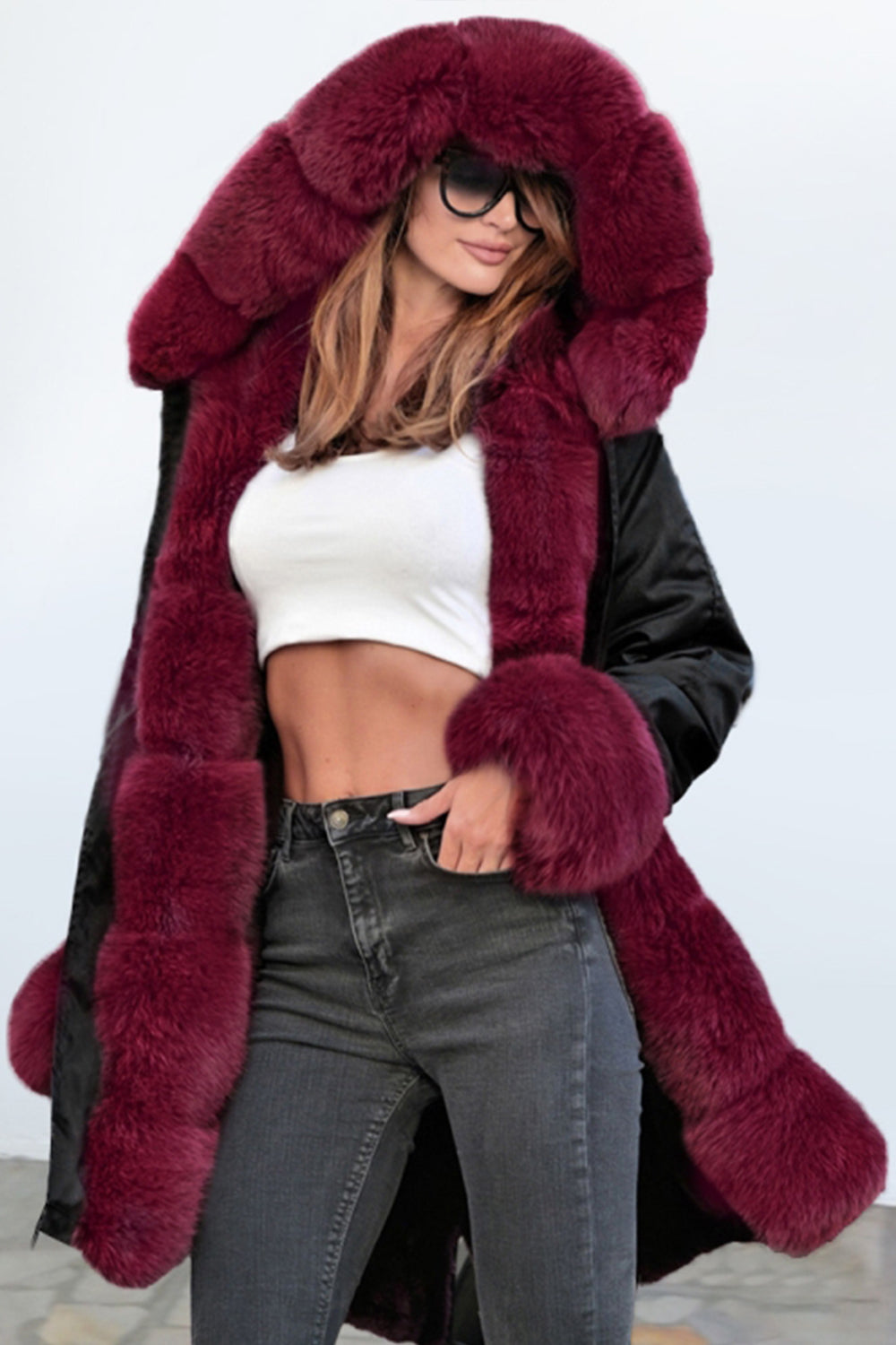 Abrigo de cachemira con cuello de lana