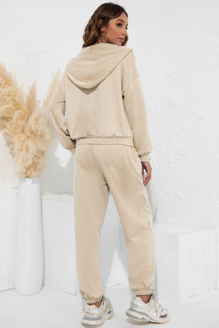 Two-Piece V-Neck Strappy Hooded Sweatshirt Pants