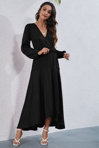 V-Neck High Waist Irregular Dress