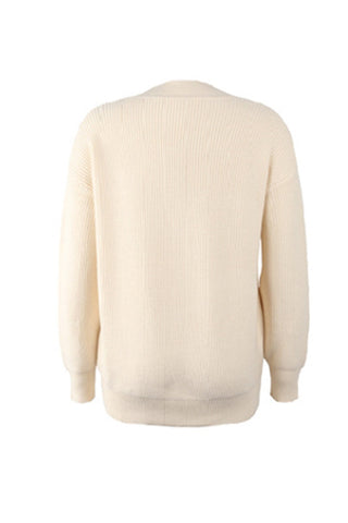 V-Neck Solid Color Sweater