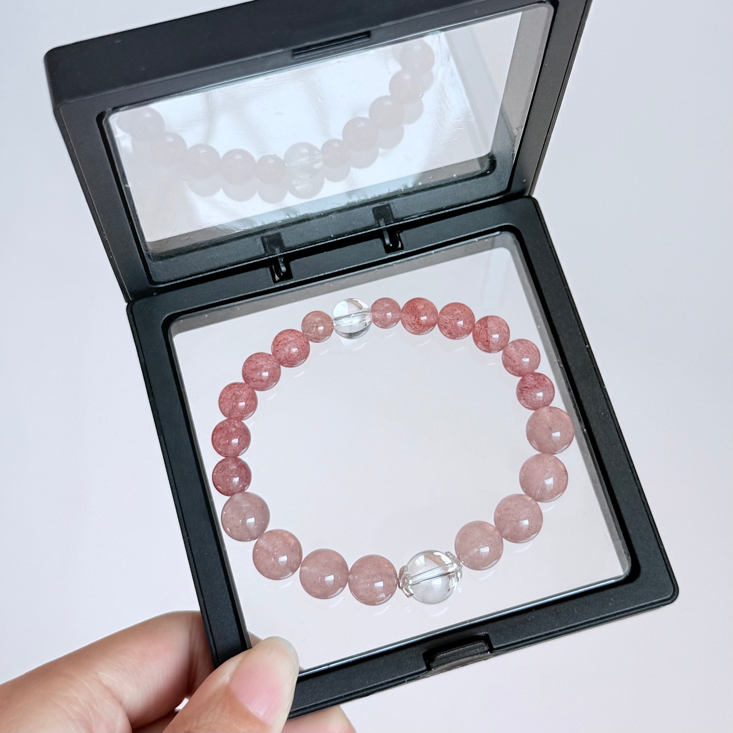 Strawberry Quartz and Clear Quartz Bracelet