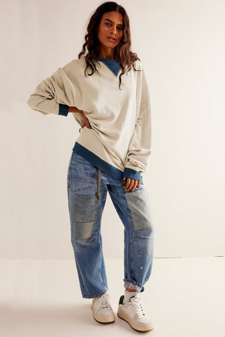Contrast Dropped Shoulder Sweatshirt