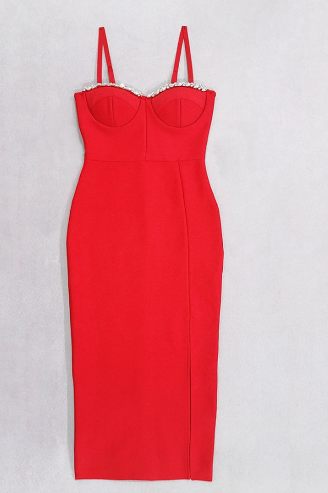Breenda Sleeveless Pearl Midi Dress