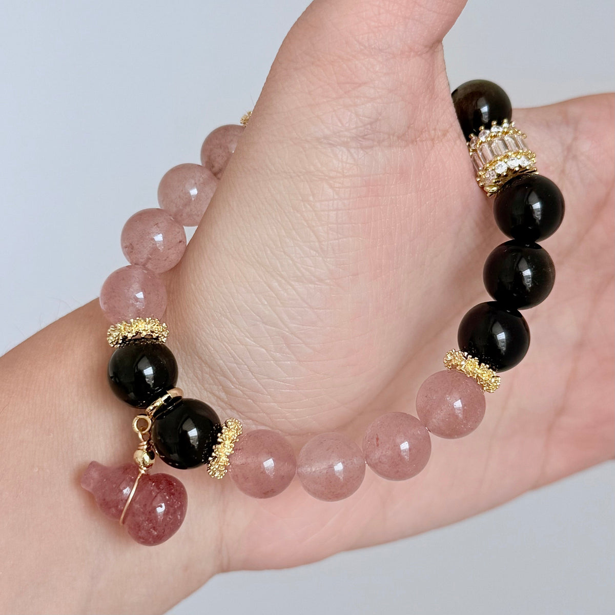 Black Obsidian & Rose Quartz Bracelet