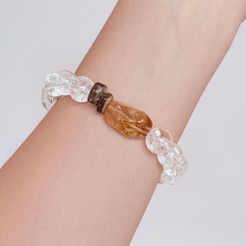 Citrine & Clear Quartz Crystal Bracelet