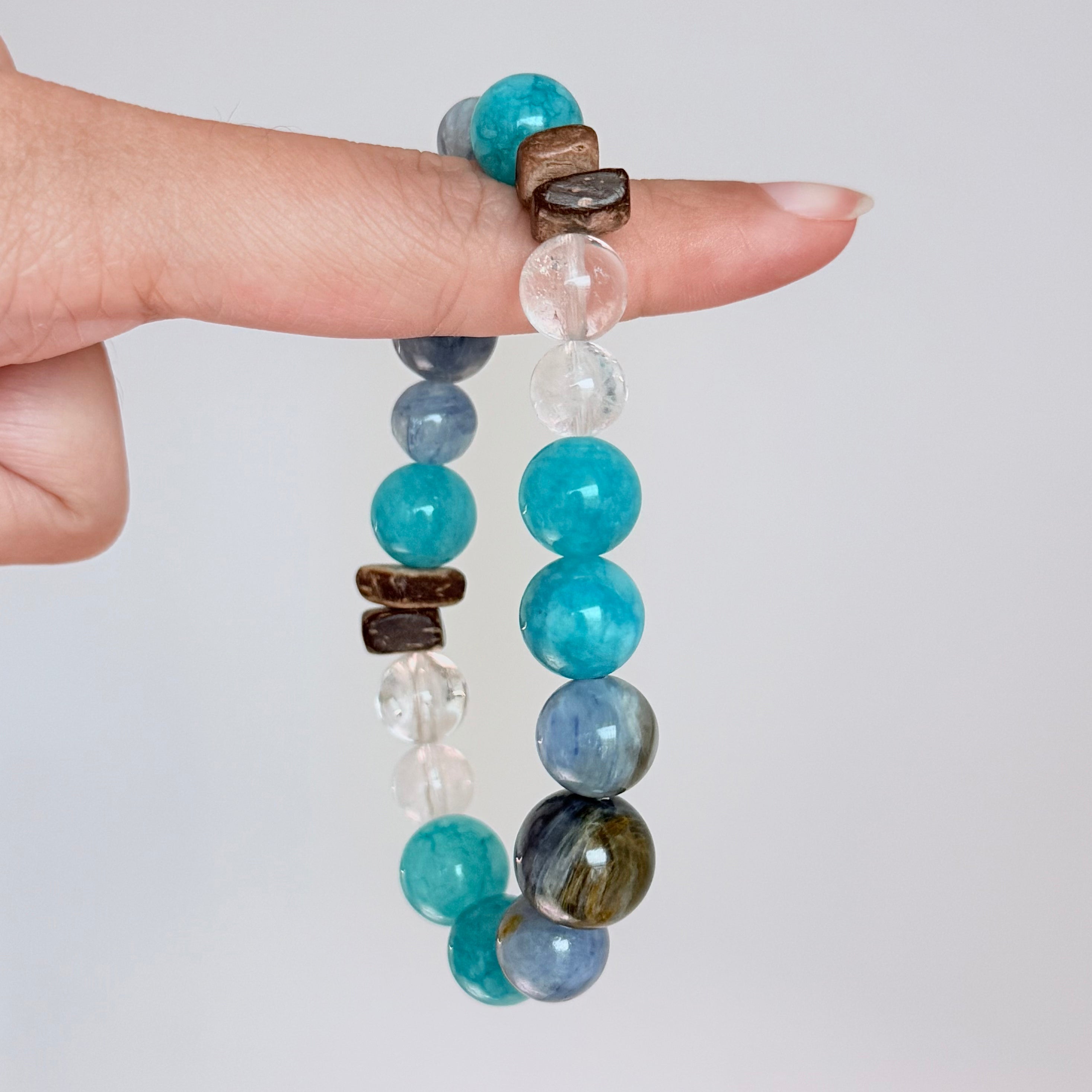 Blue Kyanite & Amazonite Bracelet with Clear Quartz