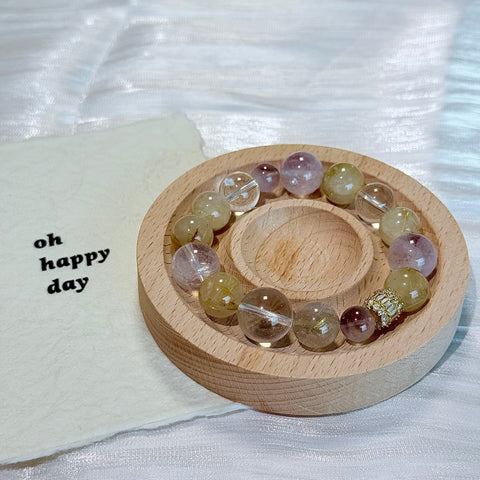 Golden Rutilated Quartz & Amethyst Bracelet