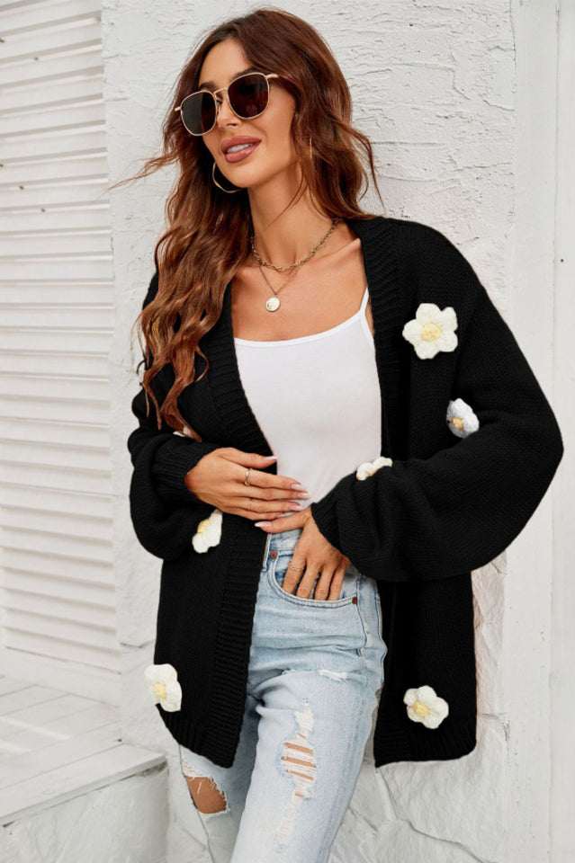 Fall In Daisy Oversized Knit Cardigan