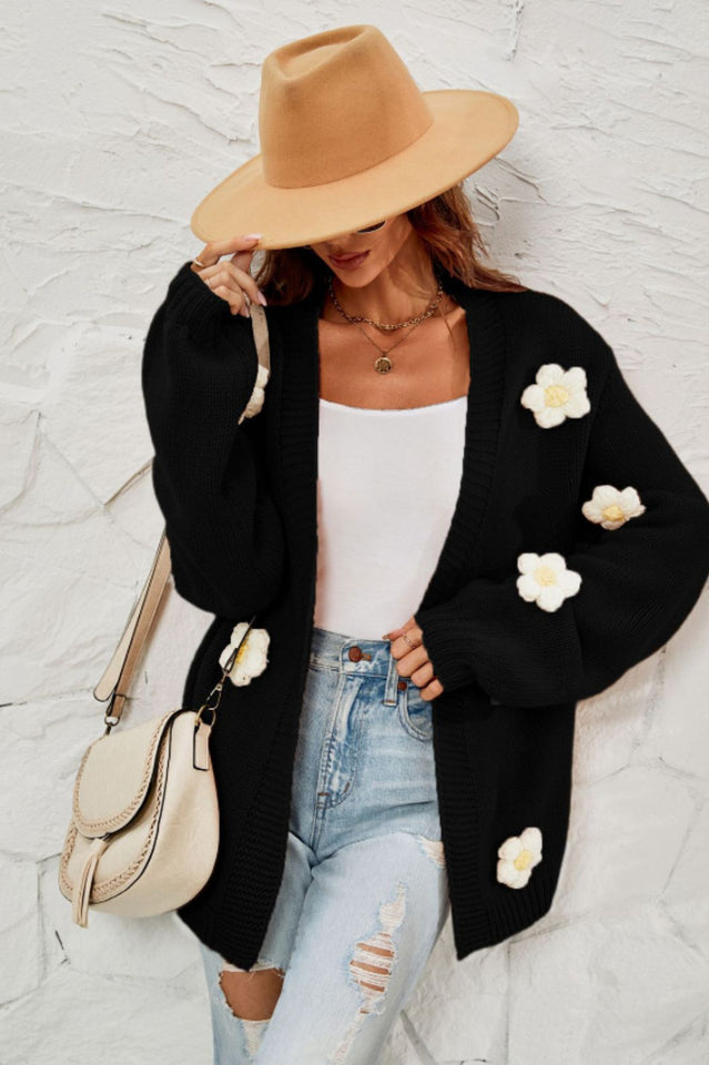 Fall In Daisy Oversized Knit Cardigan