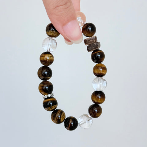 Tiger's Eye and Clear Quartz Bracelet