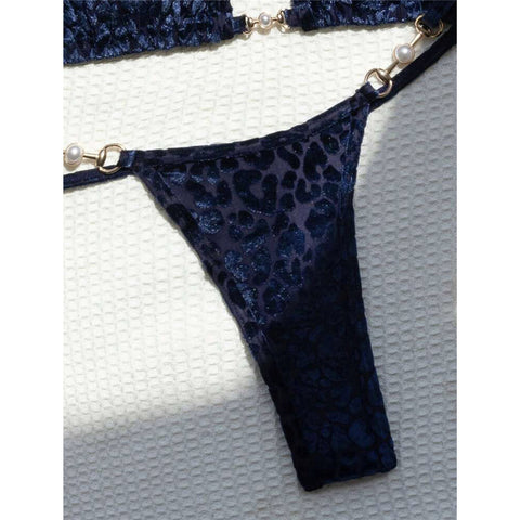 Jamie Leopard Halter Mini Micro Thong Bikini