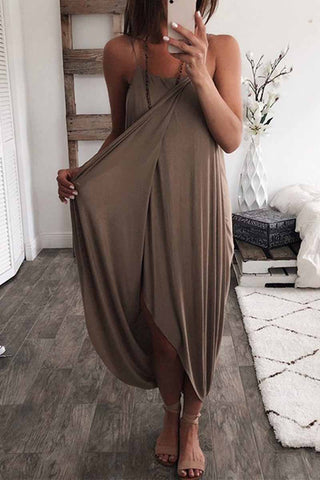 Solid Color Knitted Loose And Irregular Midi Dress(3 Colors)