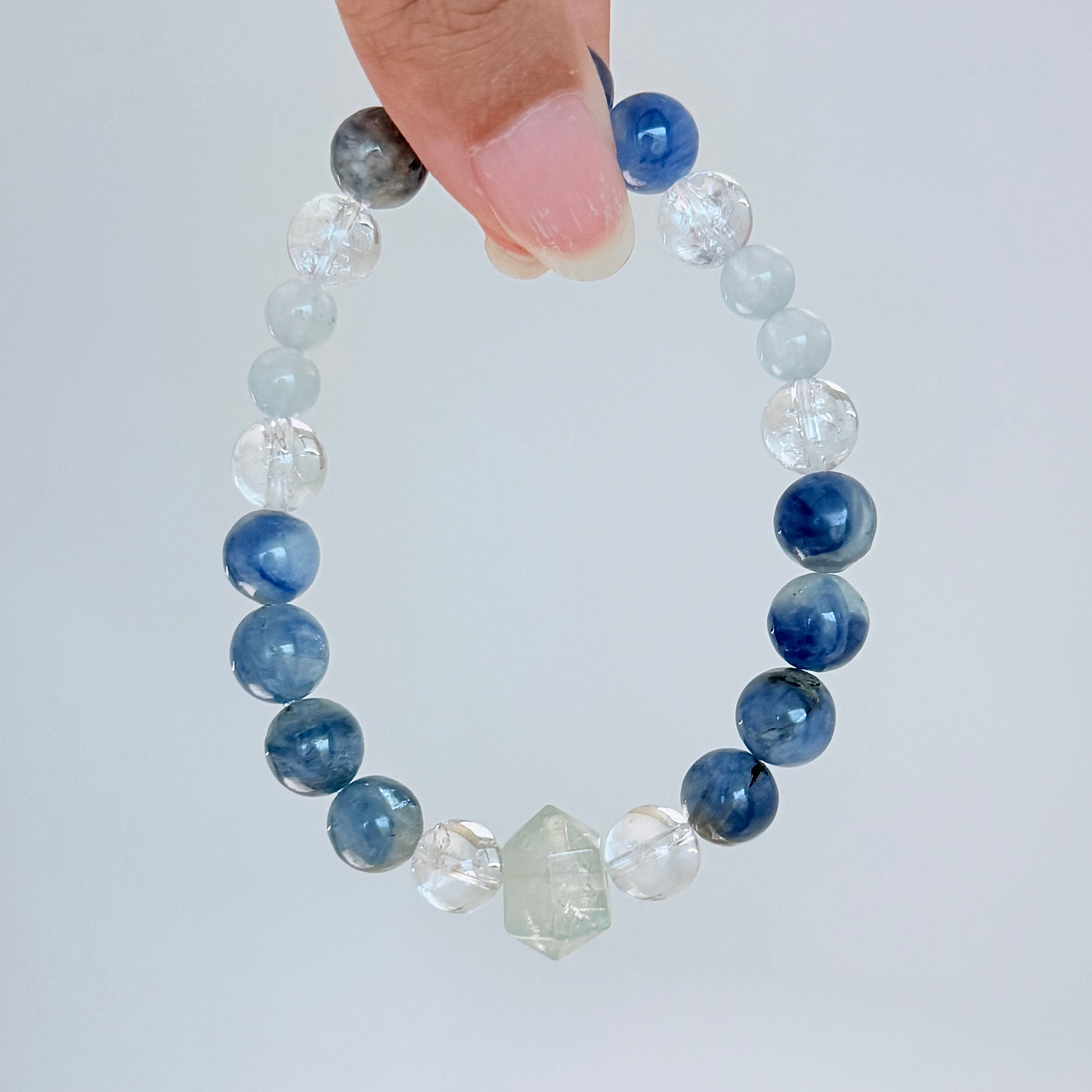 Kyanite, Aquamarine & Clear Quartz Bracelet