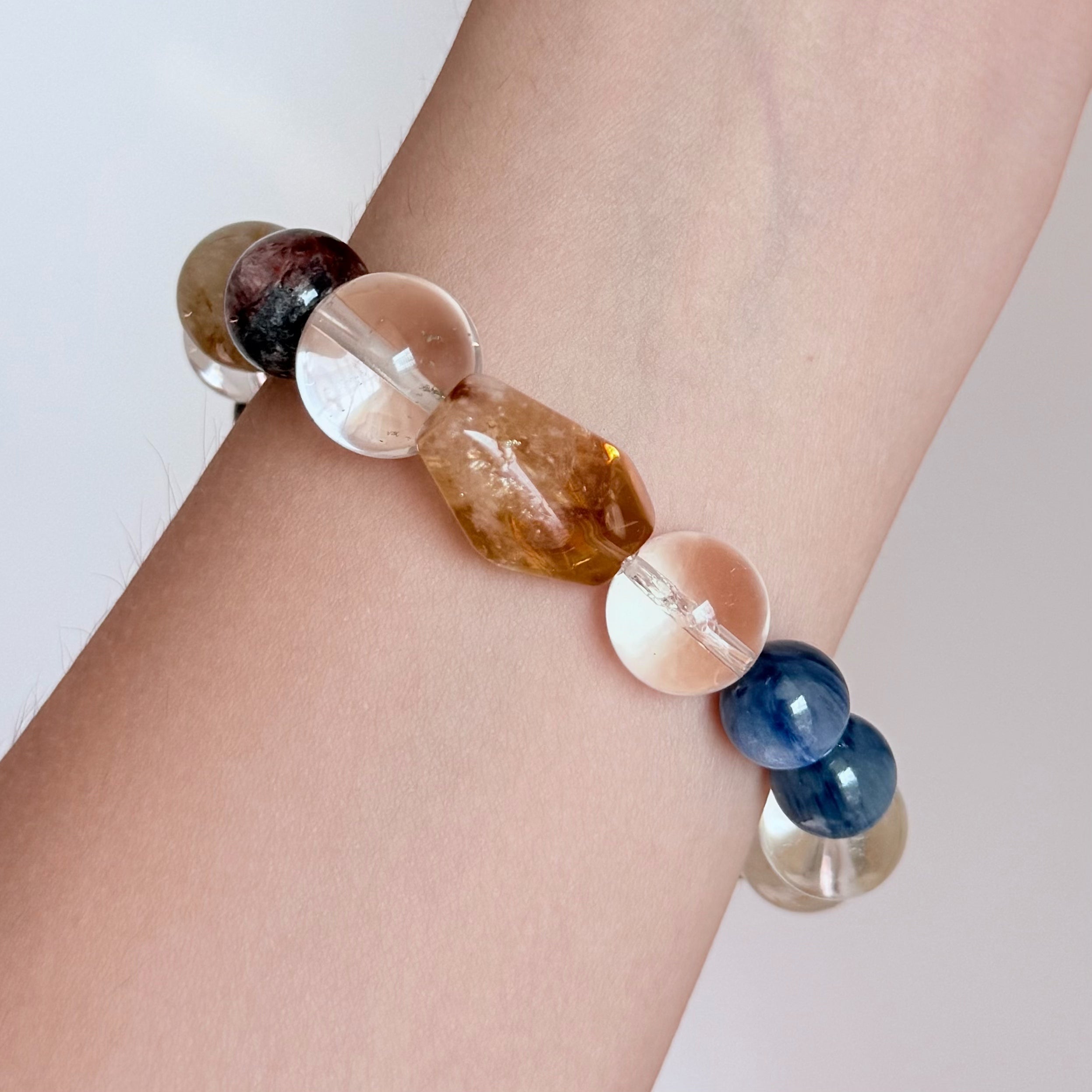 Blue Kyanite & Golden Rutilated Quartz Bracelet