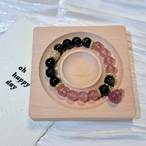 Black Obsidian & Rose Quartz Bracelet