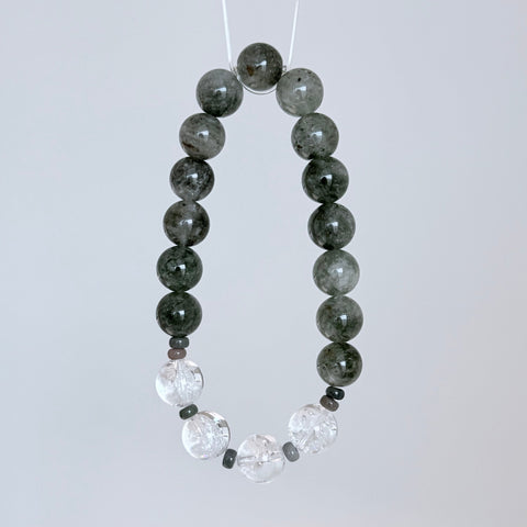Green Moss Agate & Clear Quartz Bracelet