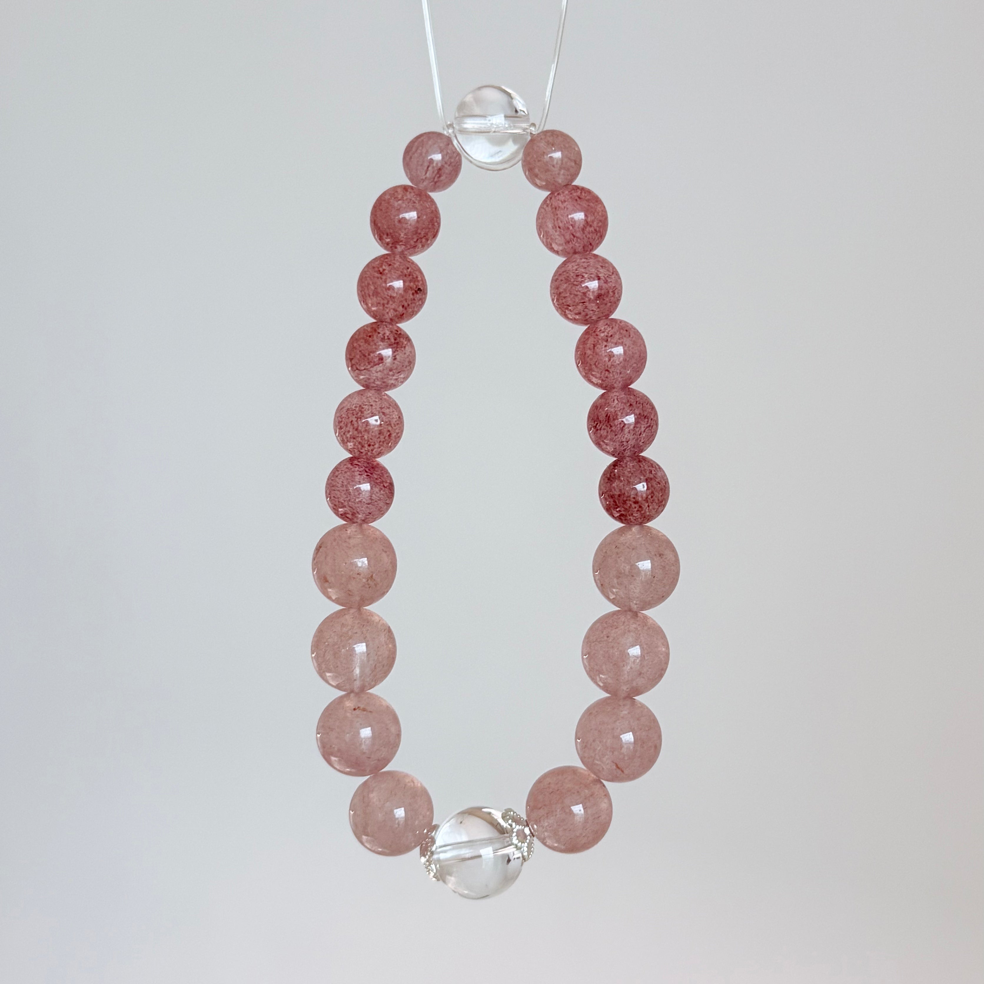 Strawberry Quartz and Clear Quartz Bracelet