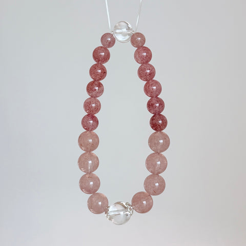 Strawberry Quartz and Clear Quartz Bracelet