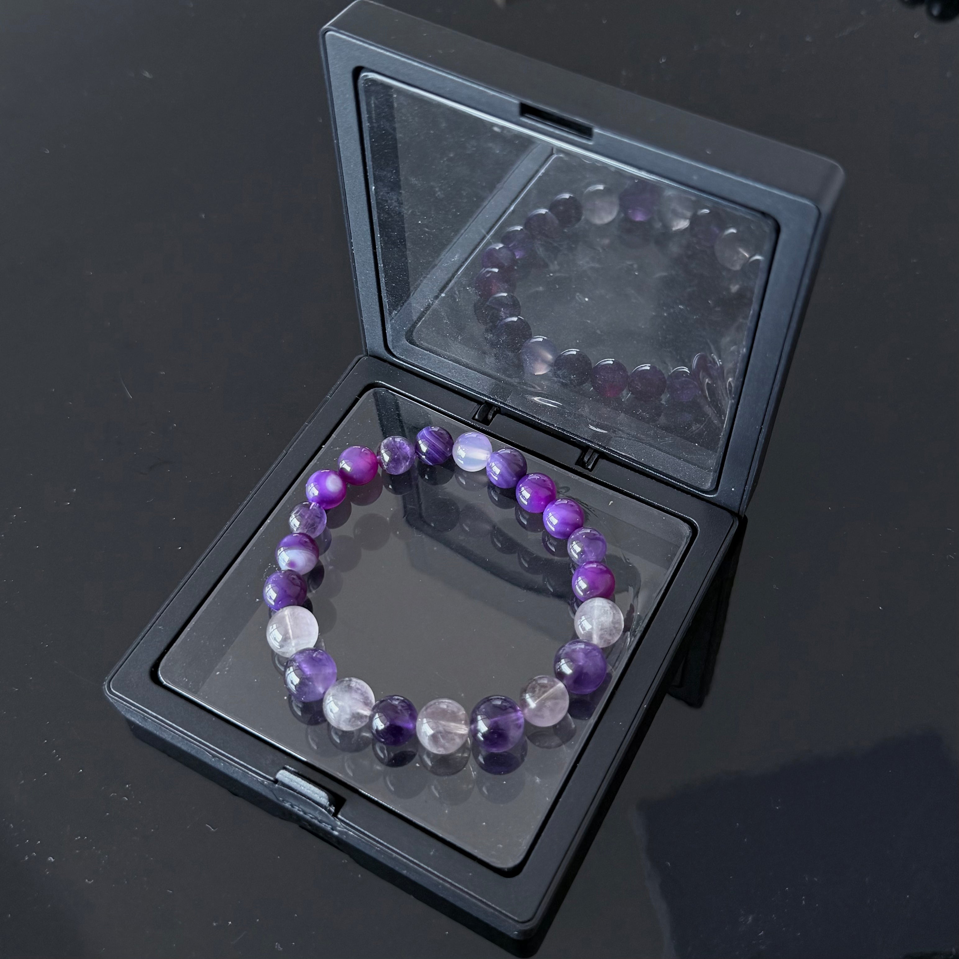 Purple Amethyst & Lavender Quartz Healing Bracelet