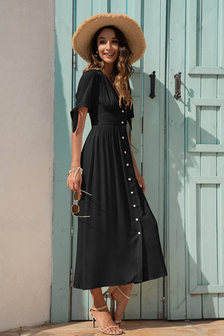 V-Neck High Waist Dress