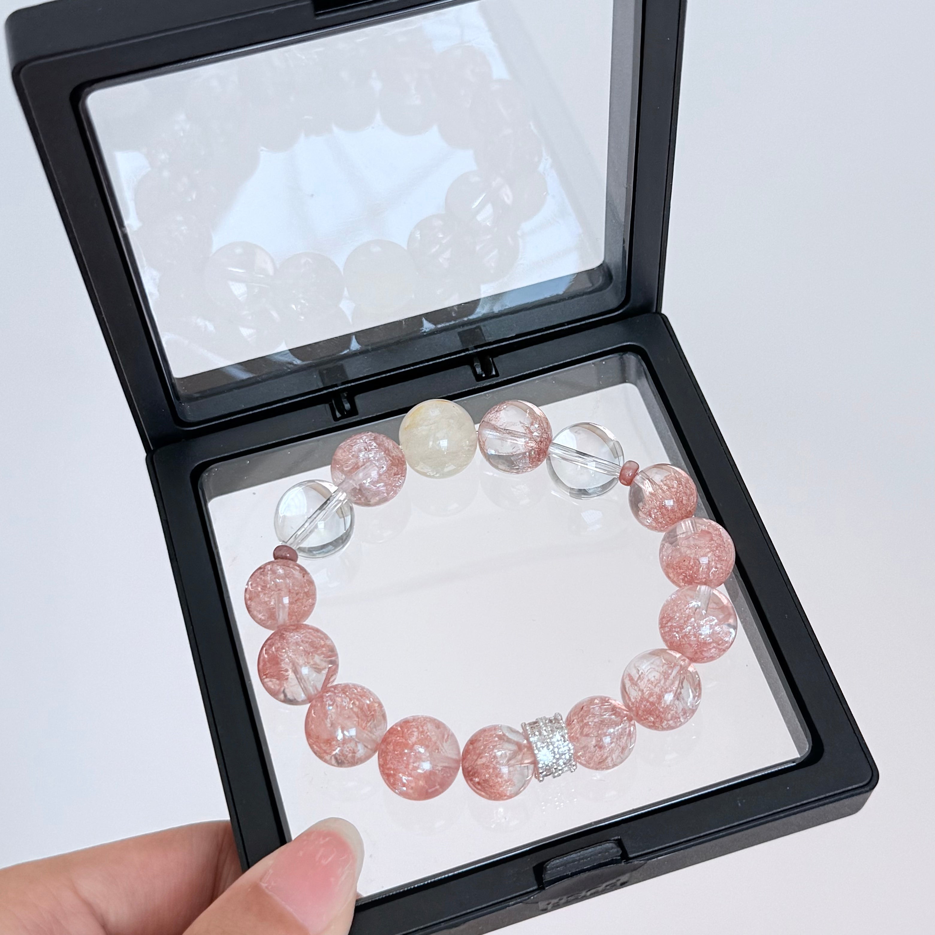 Strawberry Quartz & Citrine Crystal Bracelet