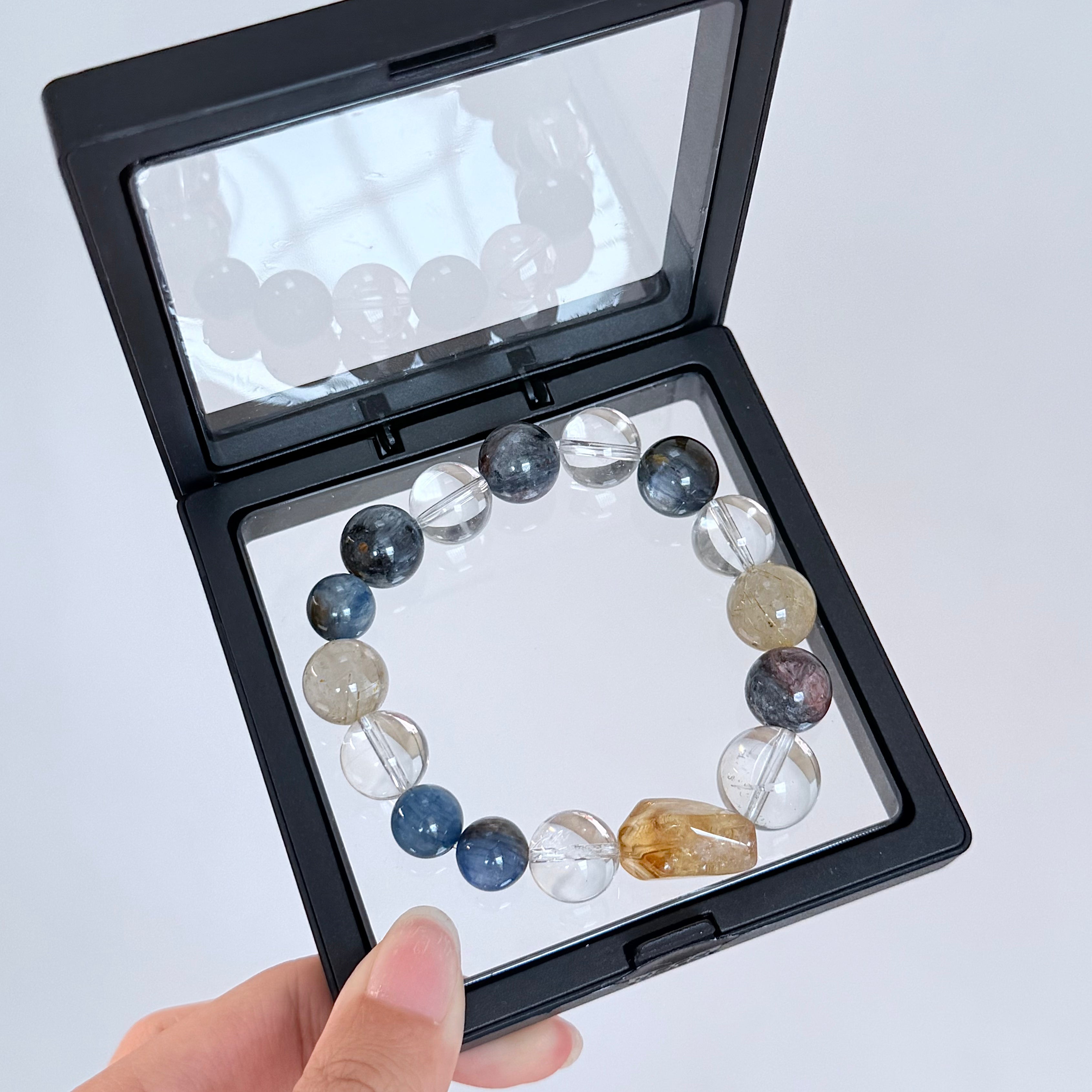 Blue Kyanite & Golden Rutilated Quartz Bracelet