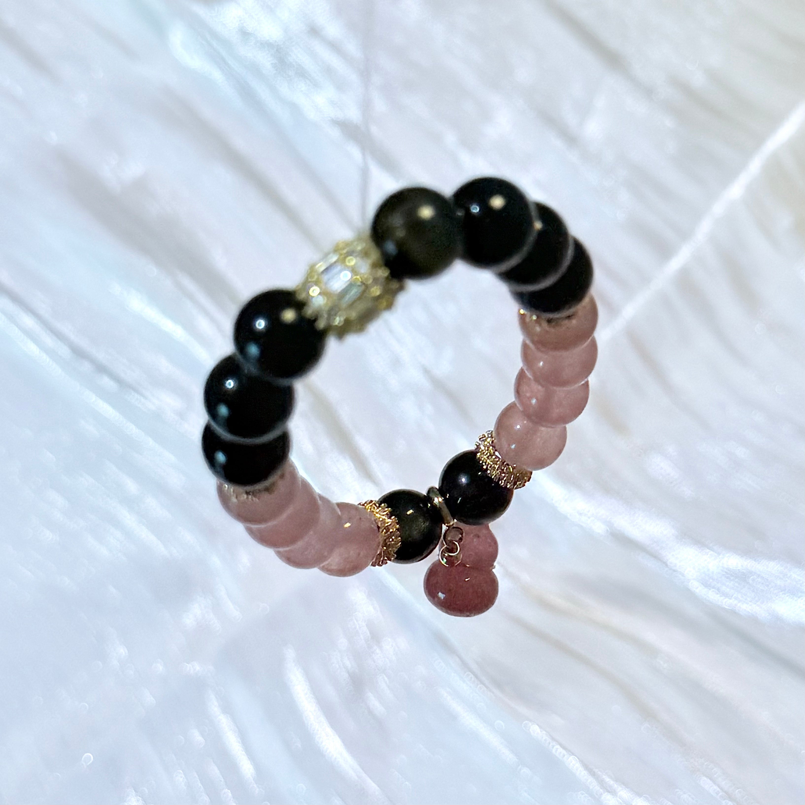 Black Obsidian & Rose Quartz Bracelet