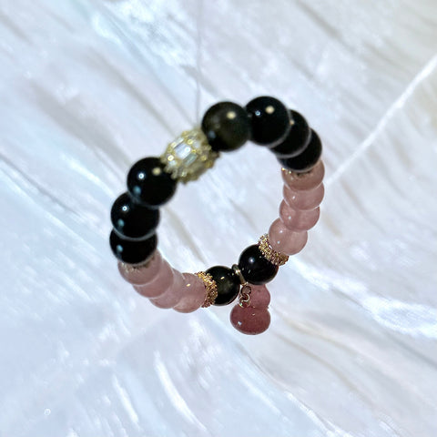 Black Obsidian & Rose Quartz Bracelet