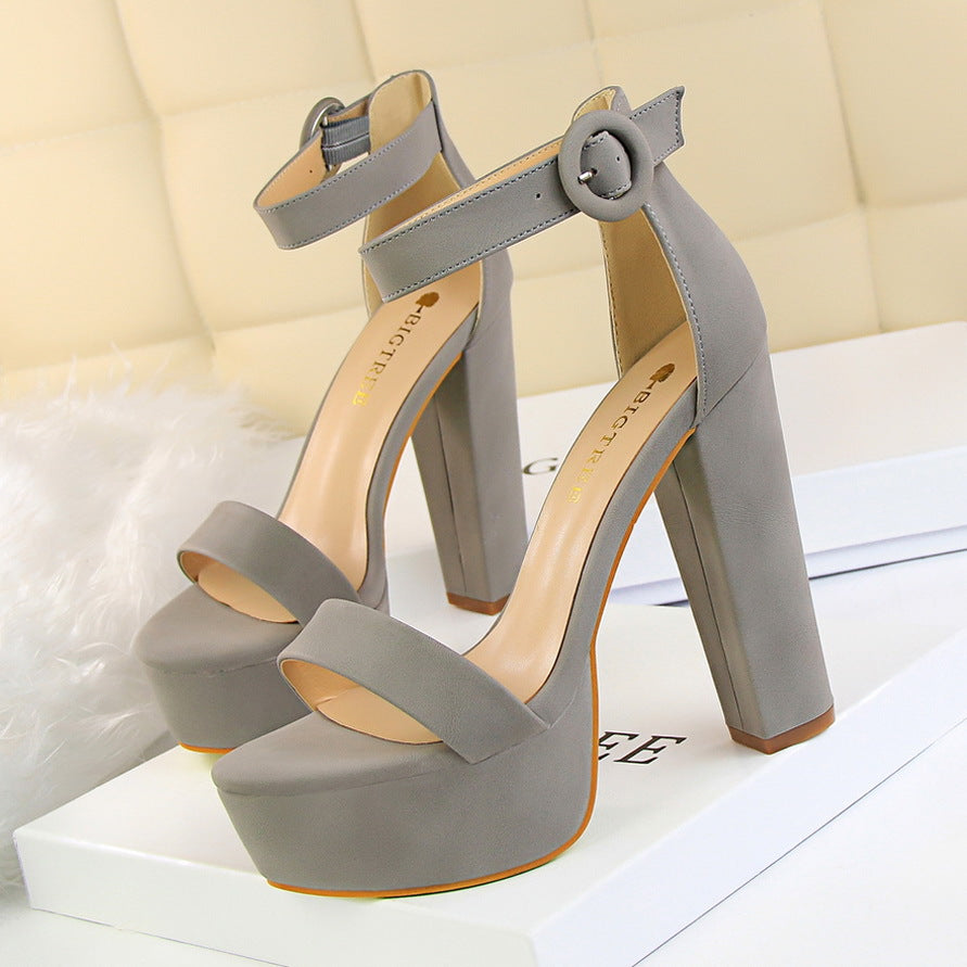 Women's Nightclub Platform Open Toe Belt Buckle Heels