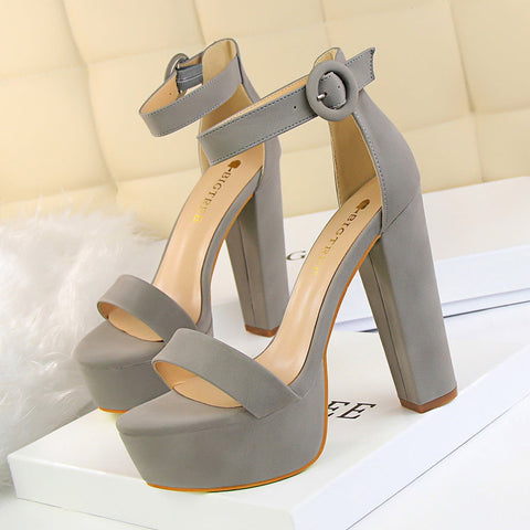 Women's Nightclub Platform Open Toe Belt Buckle Heels