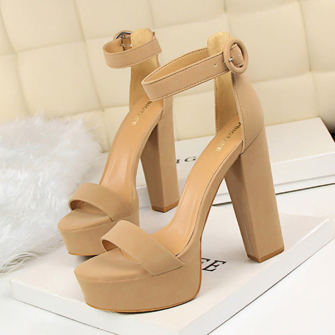 Women's Nightclub Platform Open Toe Belt Buckle Heels